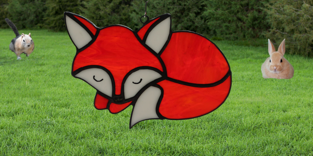 Stained Glass Sleeping Fox. Fox Lover Gift. Red Fox Suncatcher.