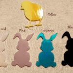 96 coe Fusible Precut bunny's and a chick. 96 Coe Stained Glass Shapes.