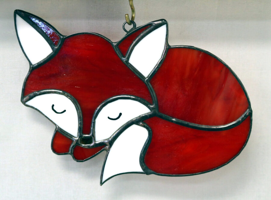 Stained Glass Sleeping Fox. Fox Lover Gift. Red Fox Suncatcher. - Image 2