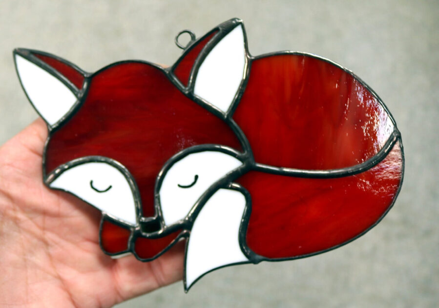Stained Glass Sleeping Fox. Fox Lover Gift. Red Fox Suncatcher. - Image 3