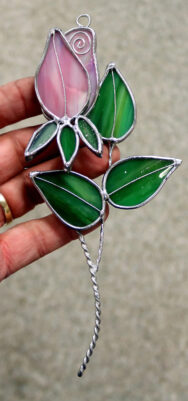 Stained Glass Red, Pink, or Yellow Rose Suncatcher. Width: 4.25 inches Height: 7 inches - Image 2