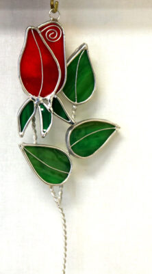 Stained Glass Red, Pink, or Yellow Rose Suncatcher. Width: 4.25 inches Height: 7 inches - Image 3