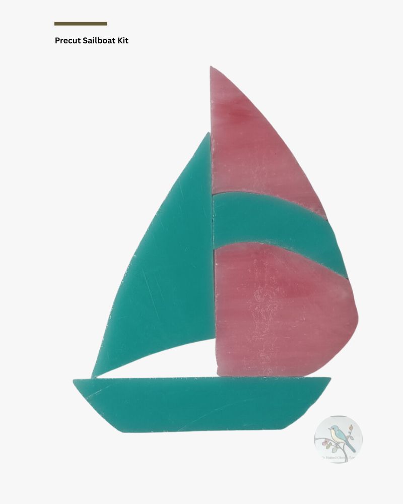 Precut Stained Glass Sail Boat Kit. (Not Fusible)