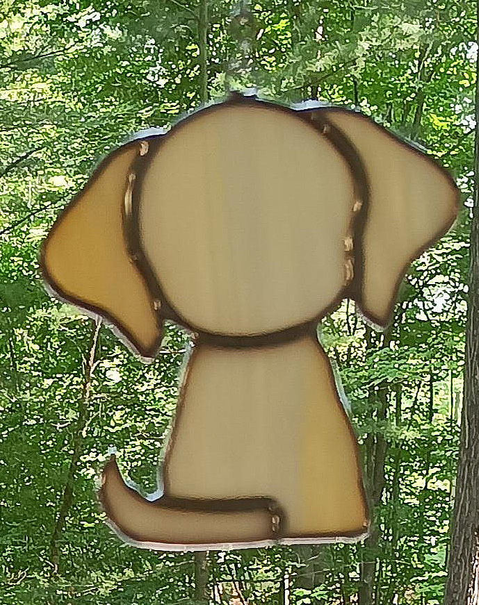 Stained Glass Puppy Suncatcher. Hand made in Michigan. Genuine Stained Glass. Tiffany Style foil. - Image 6