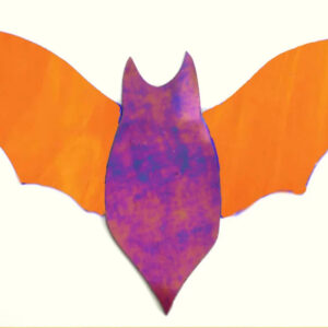 Precut Stained Glass Bat Wings and Body, Pre Cut, 3 Piece, Stained Glass Art Kit, Glass Art Supplies, Black Iridized Body and  Orange Wings