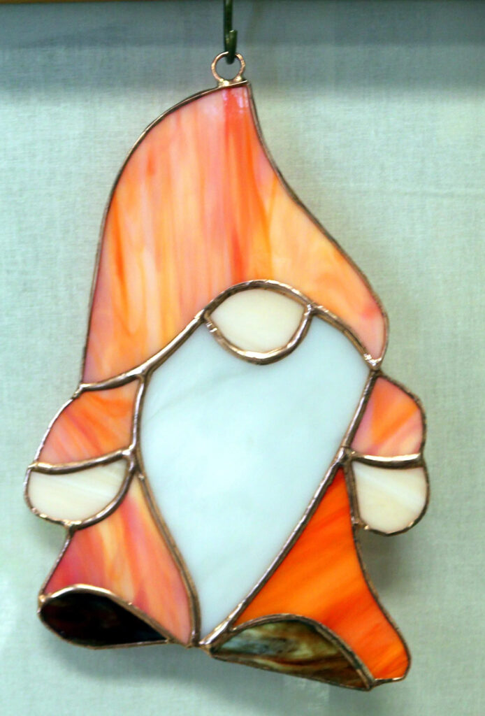 Stained Glass Orange Gnome Suncatcher