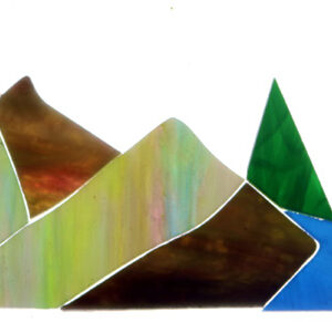 Stained glass pieces to make a mountain scene suncatcher