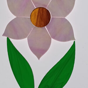 Precut Stained Glass Flower Kit, Pink, White, Yellow. Daisy Type Flower.
