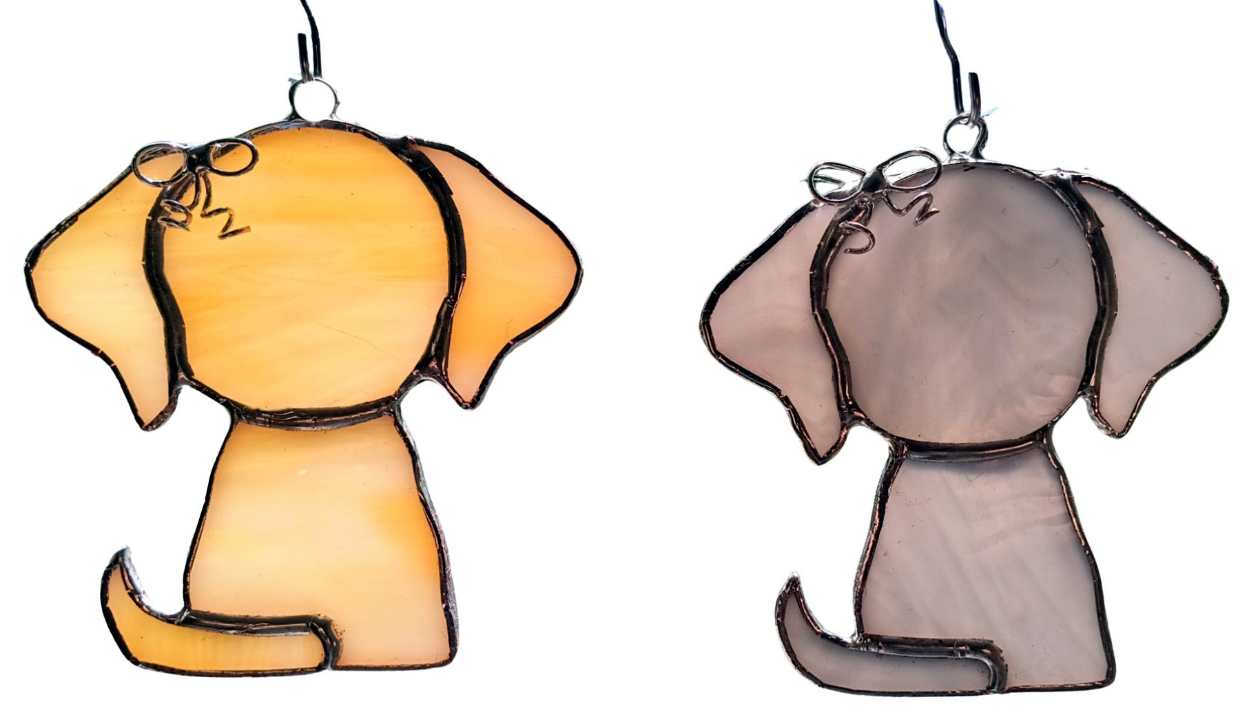 Stained Glass Puppy Suncatcher. Hand made in Michigan. Genuine Stained Glass. Tiffany Style foil. - Image 2