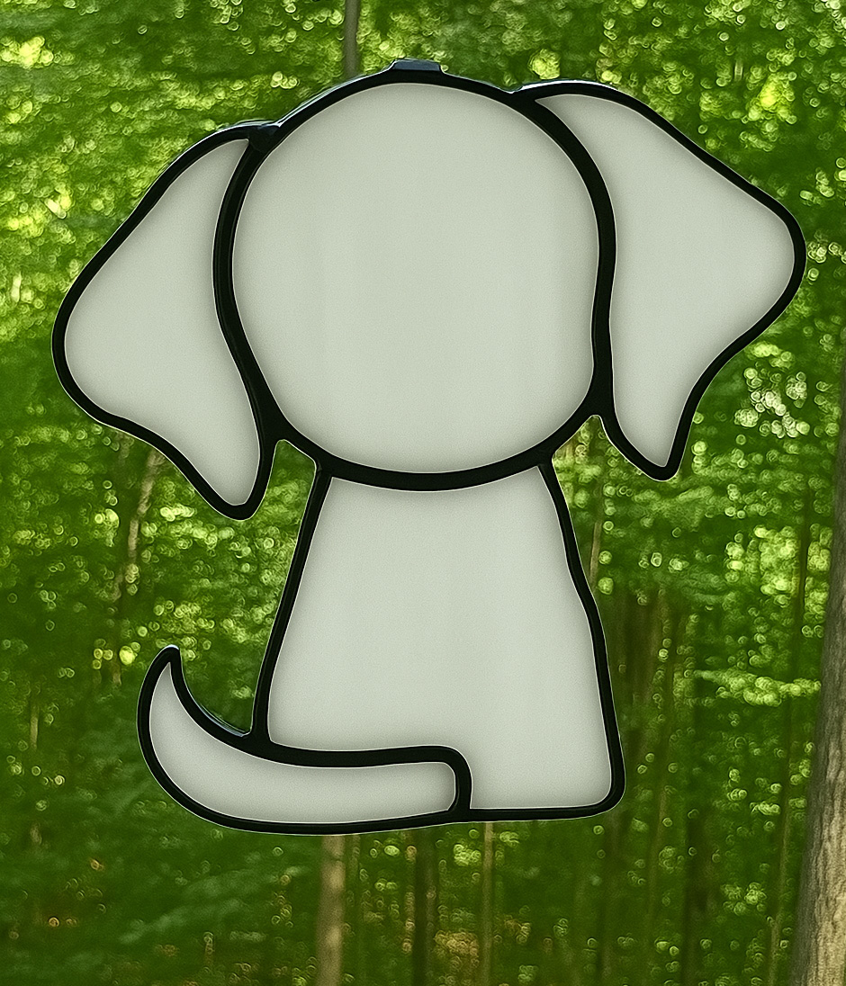 Stained Glass Puppy Suncatcher. Hand made in Michigan. Genuine Stained Glass. Tiffany Style foil. - Image 3