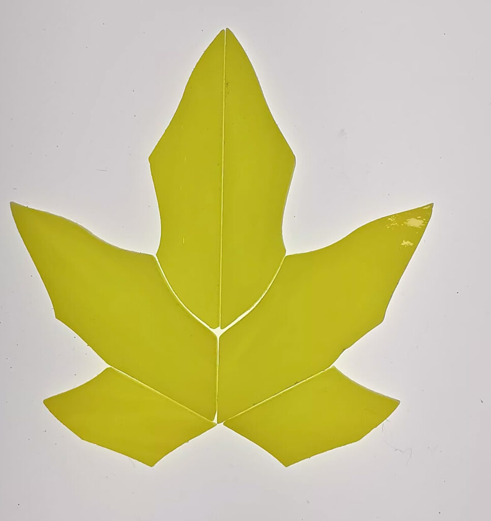 Precut Yellow stained glass maple leaf