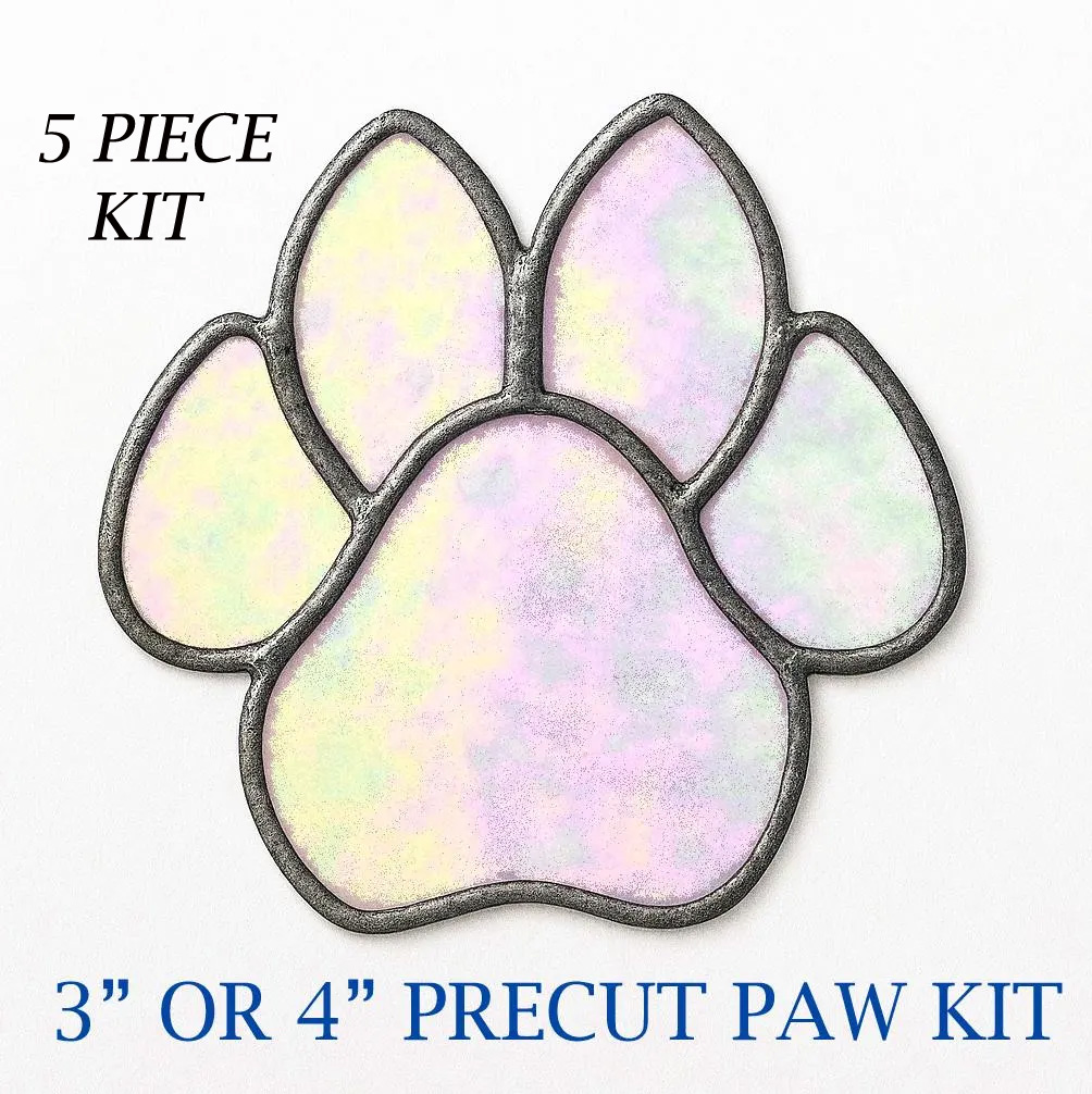 Precut White Luminescent Stained Glass Paw Kit – Whimsy in Every Pad 3"