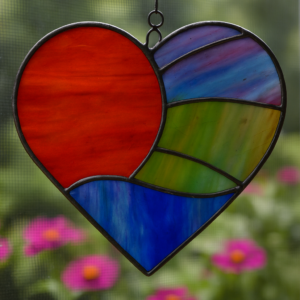 Precut Stained Glass Heart Suncatcher Kit / Garden Window Hanging.