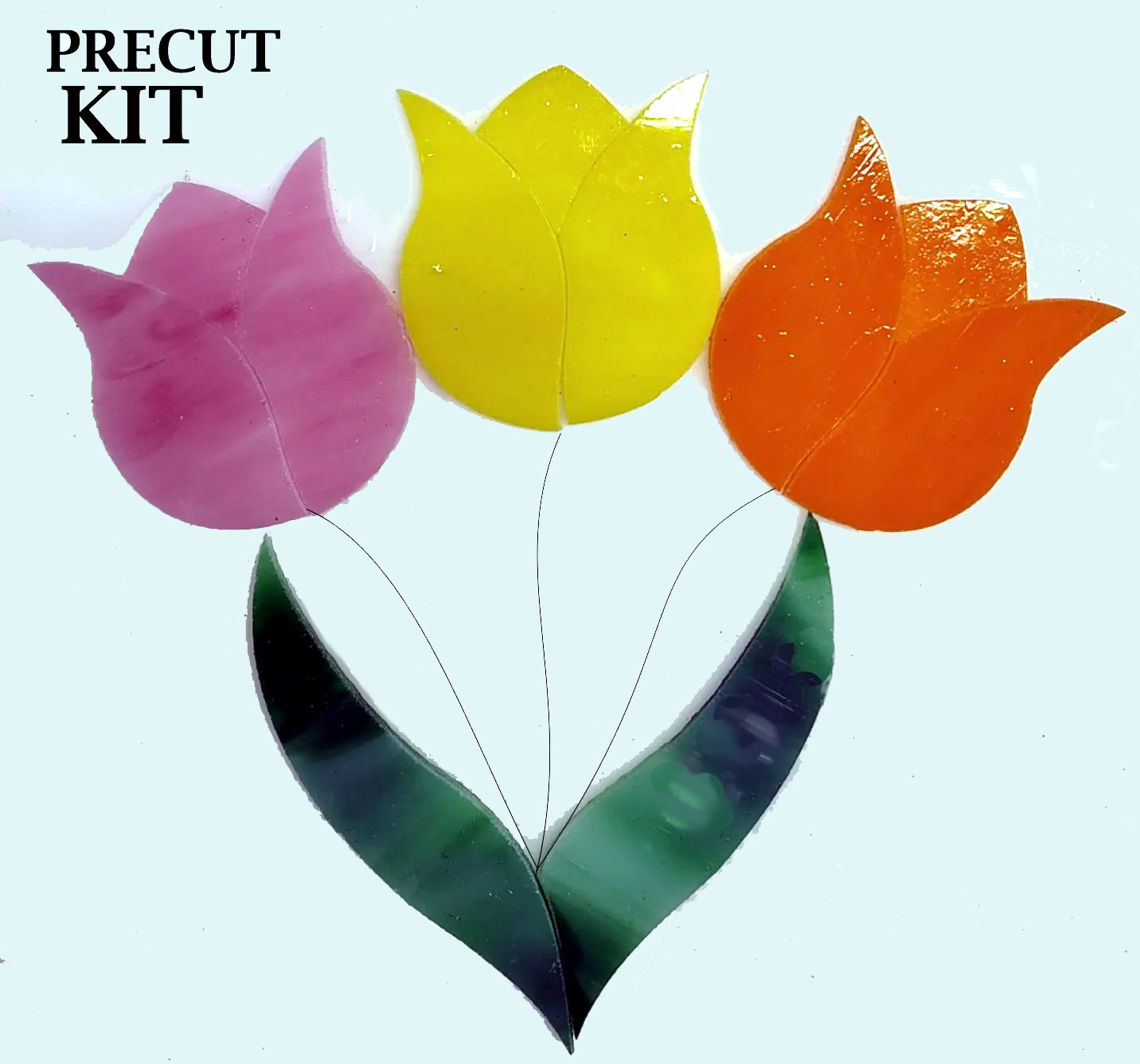 Three Tulip Suncatcher Kit – Precut Floral Glass Craft