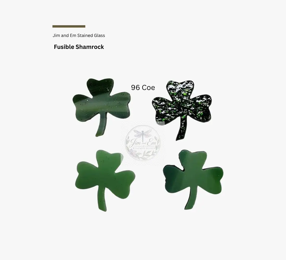 COE 96 Shamrock 1 or 2 Inch Green Fused Glass Precuts – St. Patrick’s Day Kiln Ready Shapes