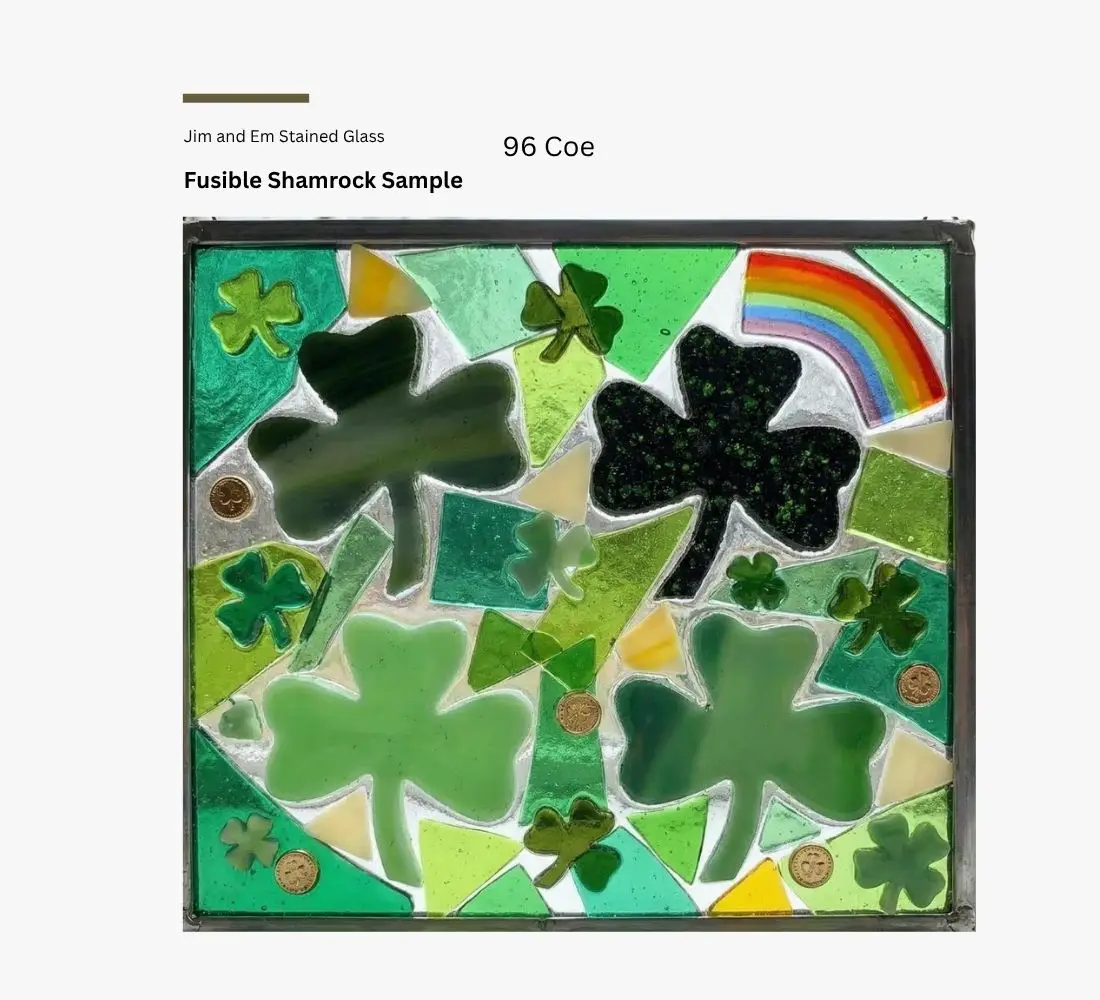 COE 96 Shamrock 1 or 2 Inch Green Fused Glass Precuts – St. Patrick’s Day Kiln Ready Shapes - Image 2