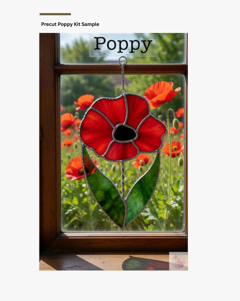 Hazy Field Poppy – Precut Stained Glass Flower Kit - Image 2